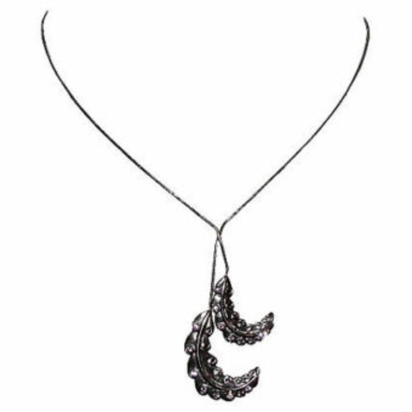 Lanvin Rhinestone Feather Necklace